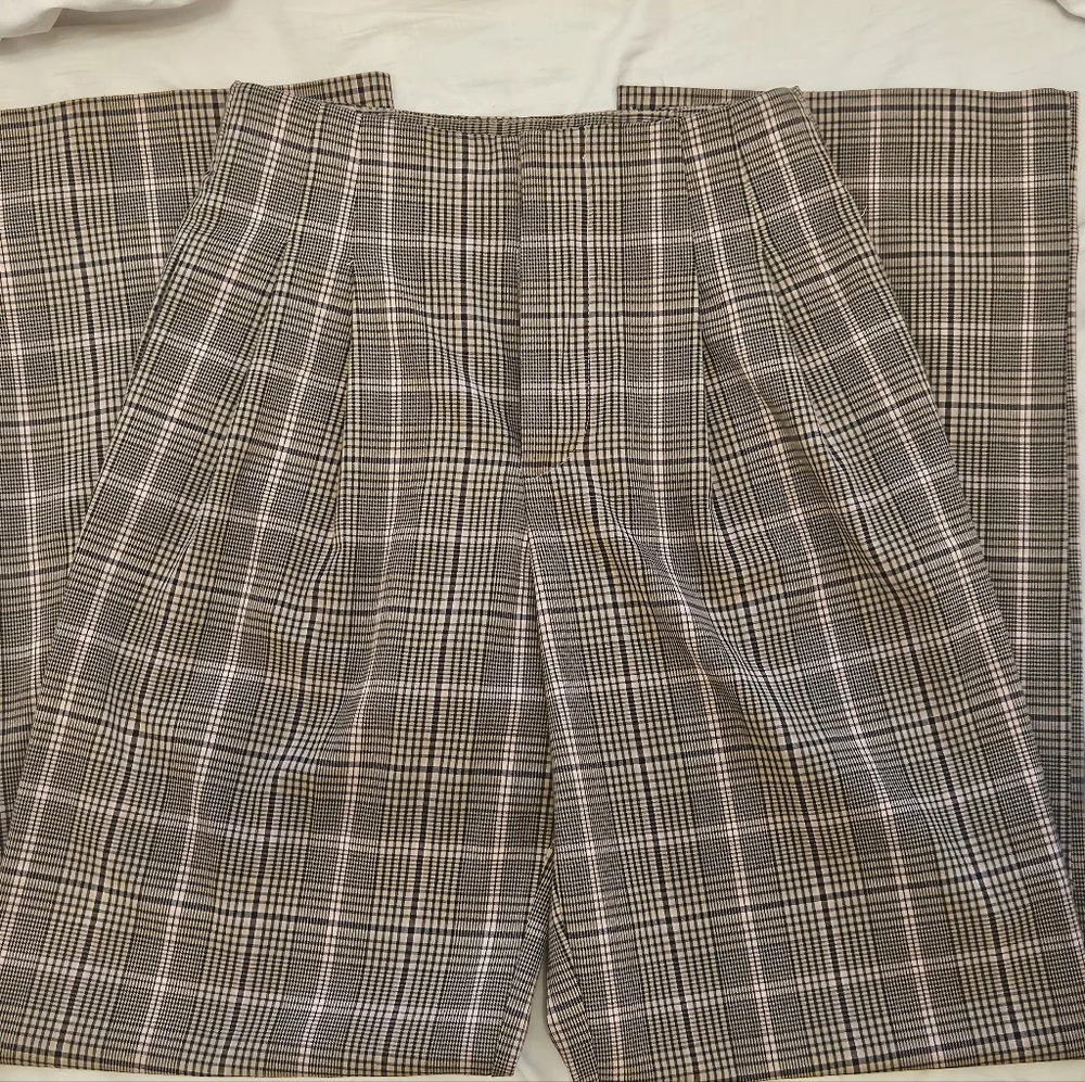 Zara Plaid High Waist Trousers Wide Leg Pants XS - Picture 9 of 11